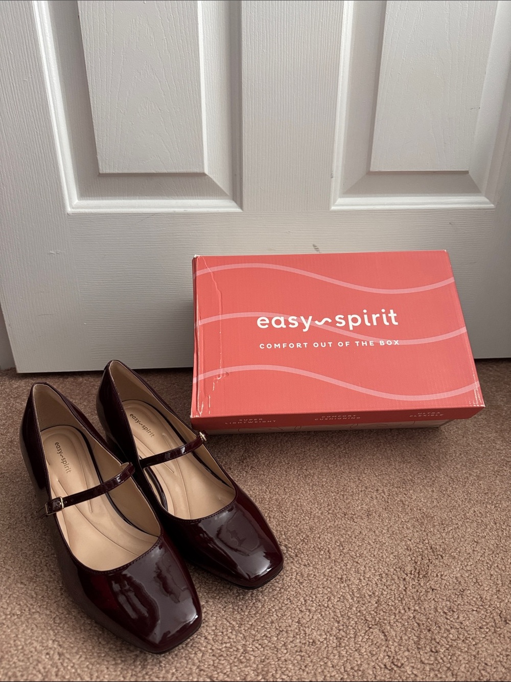 Easy Spirit Burgundy Patent Mary Jane Heels